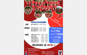 HORAIRES ENTRAINEMENT ECOLE DE RUGBY