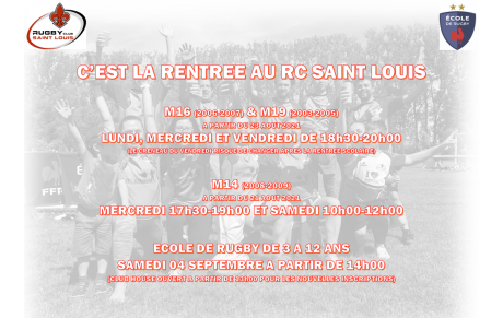 C'EST LA RENTREE AU RC SAINT LOUIS