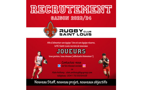 SENIORS - RECRUTEMENT SAISON 2023/2024