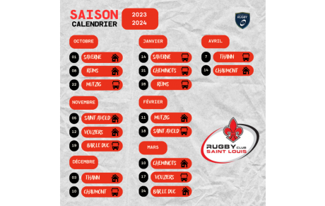 CALENDRIER SENIORS SAISON 2023-2024